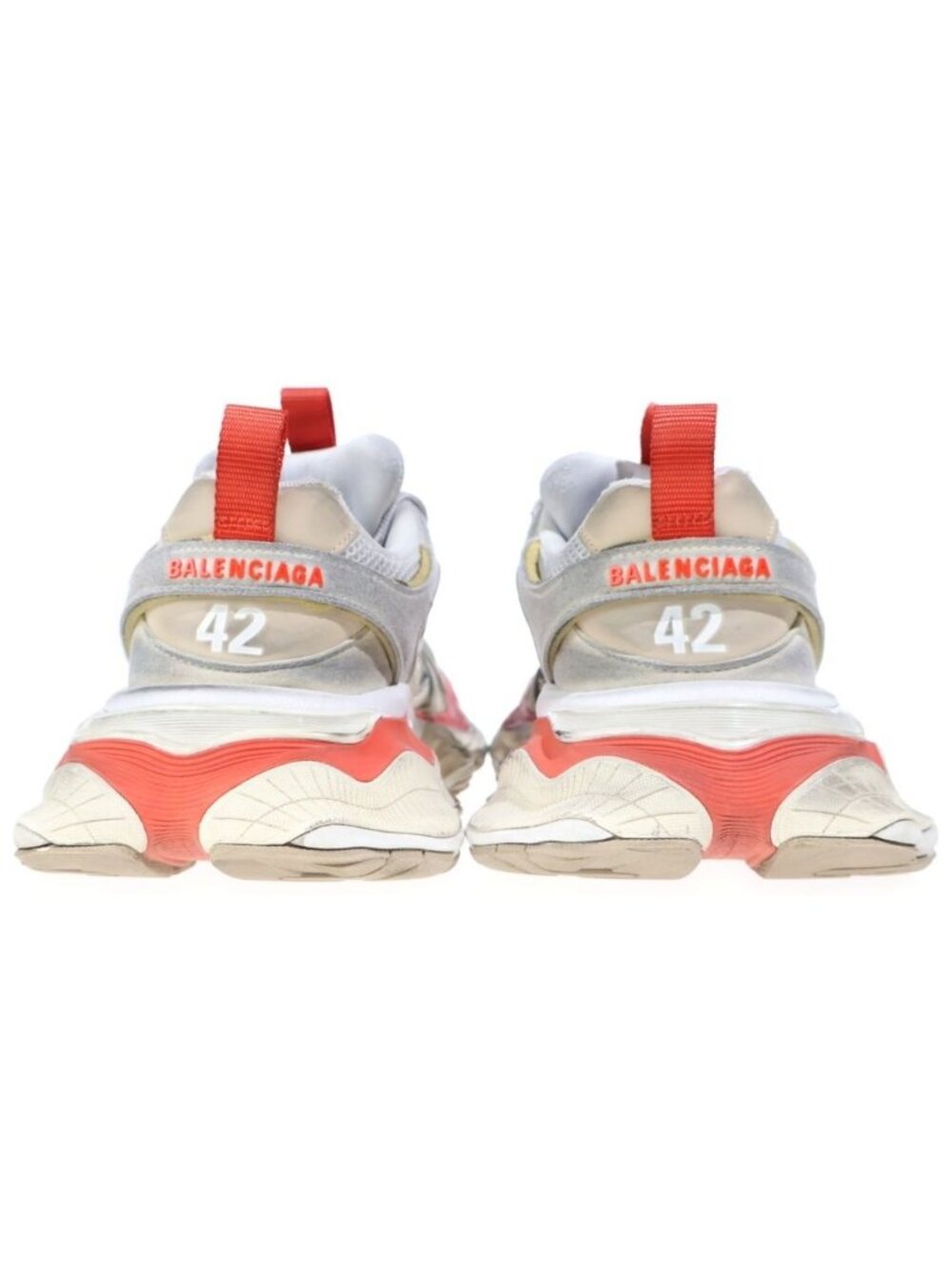 Balenciaga Cargo Sneaker Distressed Low Cut Sneakers White Red - Picture 3 of 6